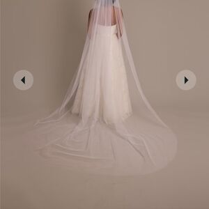 White chapel tulle veil with raw edge